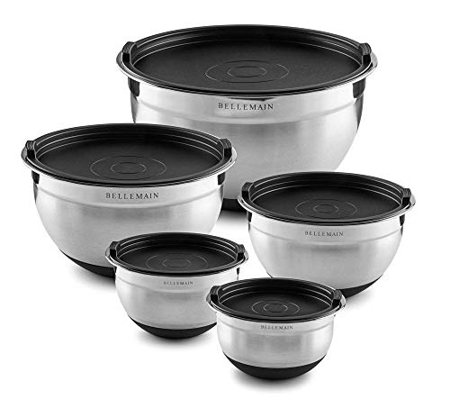 Bellemain Stainless Steel Mixing Bowls with Airtight Lids Set - Set of 5 - size: 5 Piece