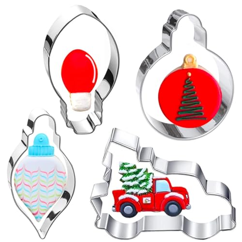 Christmas Ornament Cookie Cutters 4Pcs for Baking Decorating - style: Christmas Ornaments 4Pcs