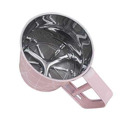 Flour Sifter, Mesh Fine Mesh Strainers Flour Sieve, Stainless Steel Handheld Baking Sieve with Fine Workmanship, for Baking Cooking Kitchen for Quick Sifting (Pink) - color: Pink