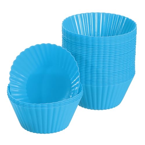 uxcell 36Pcs Silicone Cupcake Liners 2.0" Non-Stick Baking Cup Blue - color: Blue, size: 2"