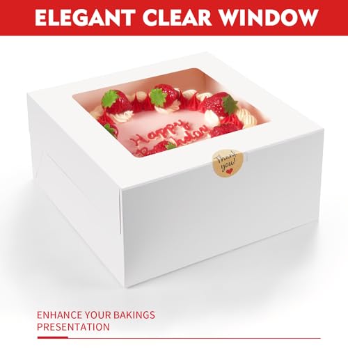 5 Pack Cake Boxes, 10X10X5 In, Disposable Cake Containers with Lids