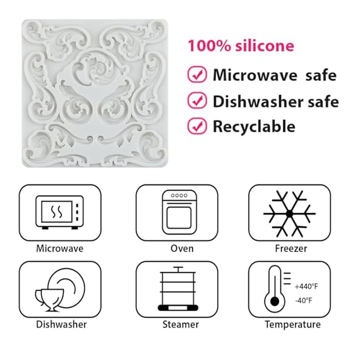 Baroque Fondant Mold Curlicues Scroll Lace Silicone Molds Set of 4 - color: Style I