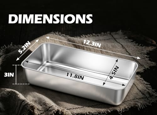 Leonyo 12x5IN Large Stainless Steel Loaf Pans for Baking Bread, 4 Pack - size: Large