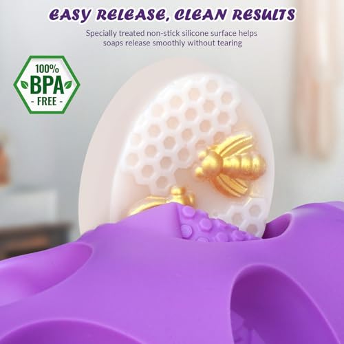 HKNMTT 2Pcs Bee Honeycomb Soap Molds 6-Cavity Square Oval Silicone Mold - style: Bee & Honeycomb - 2PCS