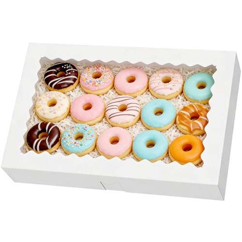 Dayacoco 40pcs Bakery Boxes with Window, 16x11x2.5 Inches, Donut Boxes