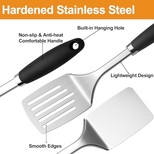 Stainless Steel Spatulas Set, 2 Pack Metal Solid & Slotted Turner - color: B-Turner Spatula Set