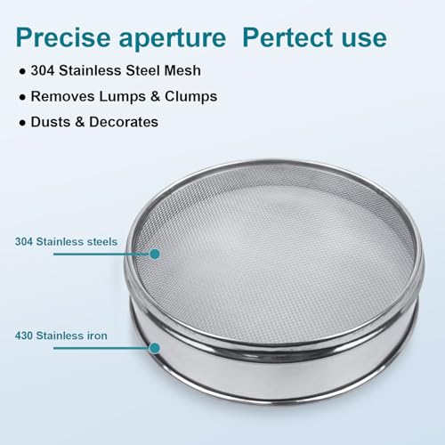 7.9" (20cm) 304 Stainless Steel Lab Sieve, 16 Mesh (1.18mm) Screen Sifter - size: 16Mesh(1.18mm)/Ф7.9in