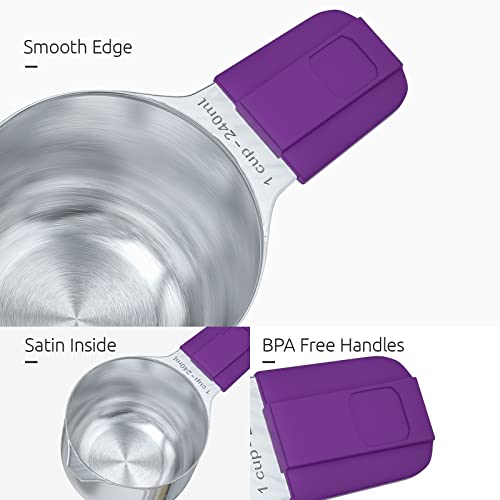 Measuring Cups, U-Taste Magnetic Measuring Cups and Spoons Set of 13 in 18/8 Stainless Steel: 7 Measuring Cups and 5 Measuring Spoons with 1 Professional Magnetic Measurement Conversion Chart - color: Clear