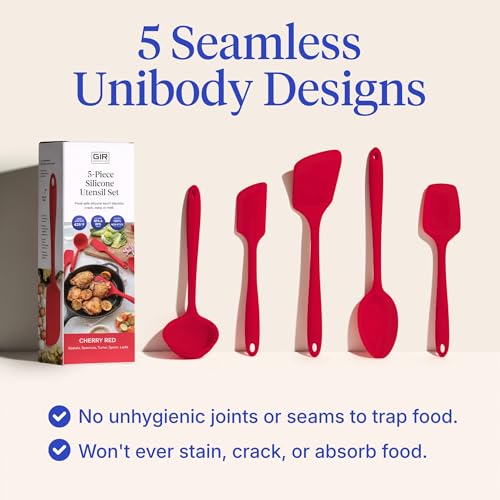 GIR: 5-Piece Silicone Essentials Kitchen Utensils Set – Cherry Red - color: Cherry Red, size: 5 - Piece Set
