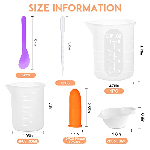 Silicone Resin Measuring Cups, 250&100ml Non-Stick Mixing Cups for Epoxy - color: 250&100ml