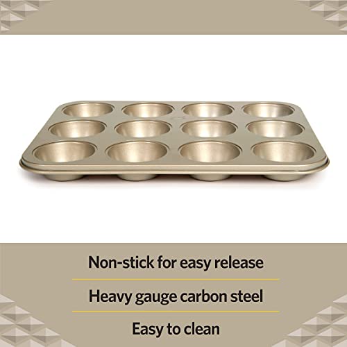 Glad Muffin Pan Nonstick - Heavy Duty Metal Cupcake Tin with Round Baking Cups, 12-Cup - size: 12-Cup