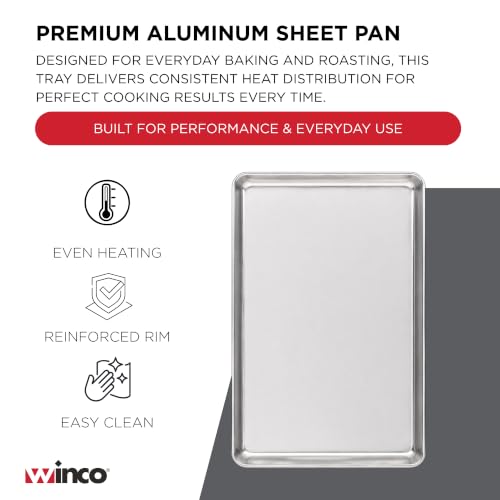 Winco 10" x 13" Aluminum Sheet Pan, 1/4 Size, Reinforced Rim, Closed Bead - size: 1/4 Size / 10" x 13"