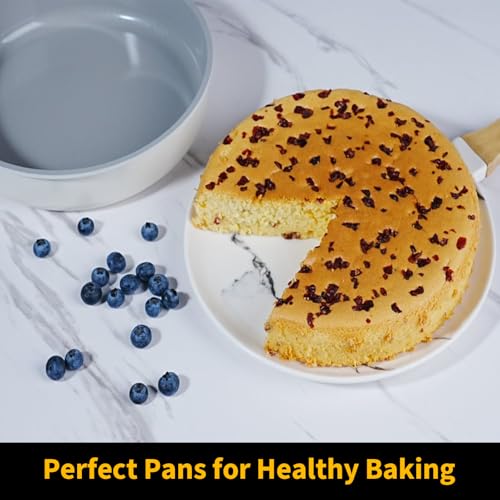 9.5 Inch Round Cake Pan,Cast Aluminum Bakeware Ceramic Nonstick for Cake Baking,Oven and Dishwasher Safe(Beige) - color: Beige, size: 9.5 Inch - 1 Piece