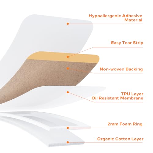 40Pcs Castor Oil Patches, Yuelong 4 Sizes Castor Oil Pack Wrap Disposable Organic Cotton Self-Adhesive Pads for Belly Button, Joints & Body Care, Leak-Proof & Breathable - size: Mix40Pcs