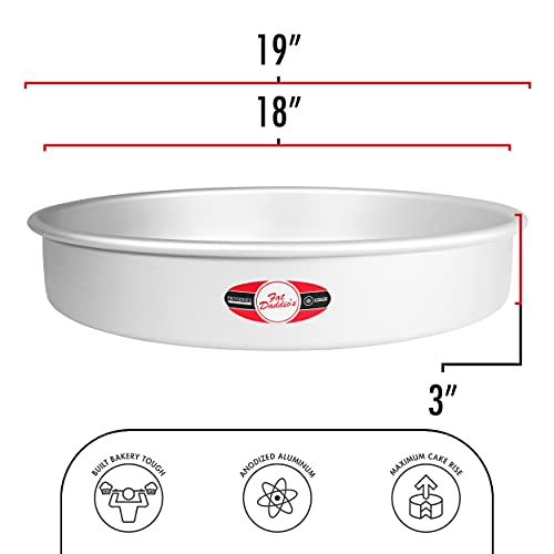 Fat Daddio's Round Cake Pan, 18 x 3 Inch, Silver - size: 18 x 3 Inch, style: 3" Depth