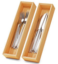 Bamboo Kitchen Drawer Organizer Boxes 12" x 3" Stackable Wooden Organizers - size: 12" x 3" x 2"