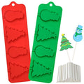 Webake Christmas Lollipop Molds with Tree and Snowman Shapes, Silicone Chocolate Candy Sucker Mold with Sticks, Pack of 2