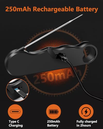 COOLMI Instant Read Meat Thermometer, 2-4 Sec, Waterproof, Rechargeable - color: Rechargeable Model-Black