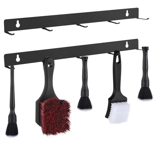 MOLIGOU 2 Pcs Detailing Brush Hanger, Wall Mount Car Detailing Brush Organizer, Detailing Brush Hanging Rack with 5 Hooks