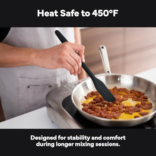 Misen Nonstick-Safe Silicone Spatula - Dishwasher Safe, Heat Resistant - Versatile Professional-Grade Kitchen Tool for Pancakes, Eggs, and Baking - Strong, Flexible, Durable Rubber Utensil - Black - color: Black