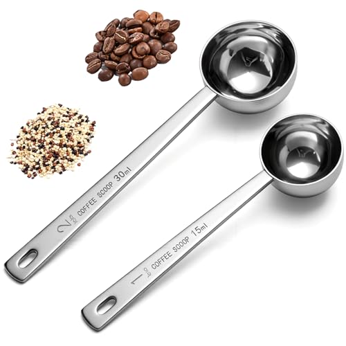 2 Pack Coffee Scoop, 1&2 Tbsp, Long Handle, 304 Stainless