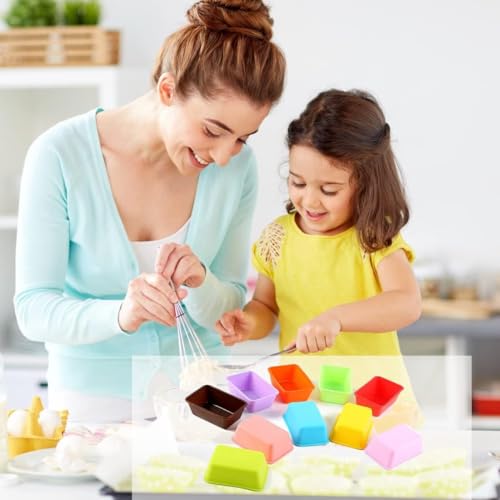 10Pcs Mini Loaf Pans, Silicone Square Cake Molds (Random Colors)