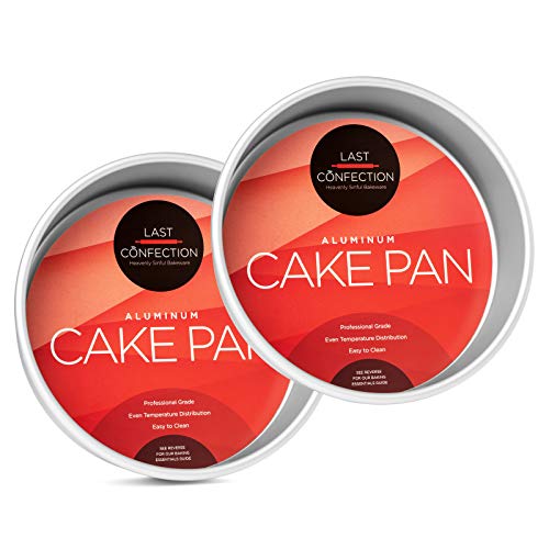 Last Confection 8 x 2 Inch Round Cake Pans, Set of 2 Anodized Aluminum Cake Pans Baking Tins - size: 2 Pack - 8" x 2" Deep
