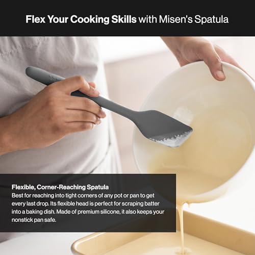 Misen Nonstick-Safe Silicone Spatula - Dishwasher Safe, Heat Resistant - Versatile Professional-Grade Kitchen Tool for Pancakes, Eggs, and Baking - Strong, Flexible, Durable Rubber Utensil - Gray - color: Gray