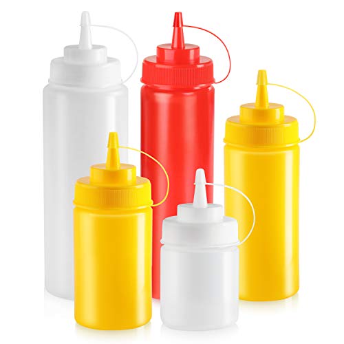New Star Foodservice Plastic Squeeze Bottles, 24oz, 6 pk, Red - color: Red