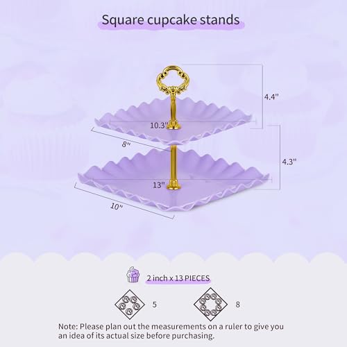 Pack of 11 NWK Cake Stand Set of Cupcake Stand, Tray & Table Cloth (Purple) - color: Purple