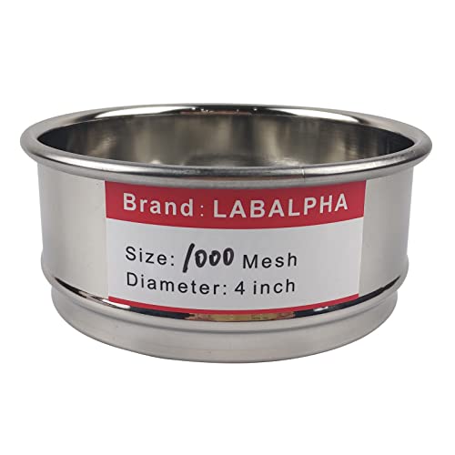 LABALPHA 1000 Mesh Lab Sieves, Test Sieve #1000 Mesh, 4'' Diameter, 304 Stainless Steel Wire Cloth (0.015mm) - size: 1000 mesh (0.015mm)
