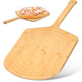 Wooden Pizza Peel 16 Inch Board with Engraved Sizes - Multi-Purpose Bamboo Pizza Cutting Board, Wood Pizza Peel, Pizza Spatula Paddle, and Serving Board with Size and Cutting Guide - color: Natural(16 inch)