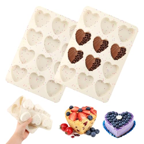 Heart Shaped Silicone Mold 2 Pack, 24 Cavity Mini Egg Bite and Baking Mold