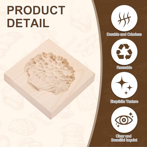 uxcell Cookie Stamp Wooden Cookie Cutter Baking Tools Chamomile Cup