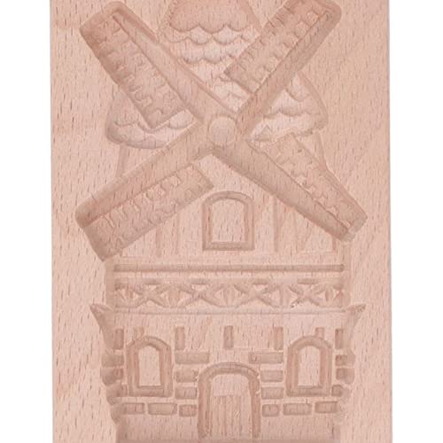 JTLB Beechwood Wooden Cookie Mould, Reusable Washable Biscuit Press Stamp, Perfect for Kitchen Baking Needs (Windmill) - color: Windmill