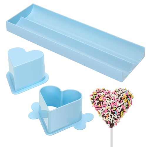 Heart Cake Pop Mold Set with 9in Tray and Sticks- Blue - color: Light blue（Heart）