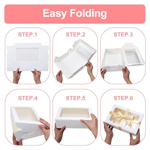 36 Pack Cookie Boxes with Window, 9x6x2.5 Inch White Bakery Boxes - color: white, size: 9x6x2.5 in