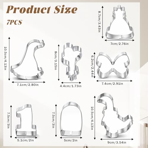 7 PCS Silly Goose Baby Shower Cookie Cutters Set, Stainless Steel Cute Goose Duck Number 1 Balloon Bow Hat Biscuit Cutter Molds for First Birthday Party Decorations
