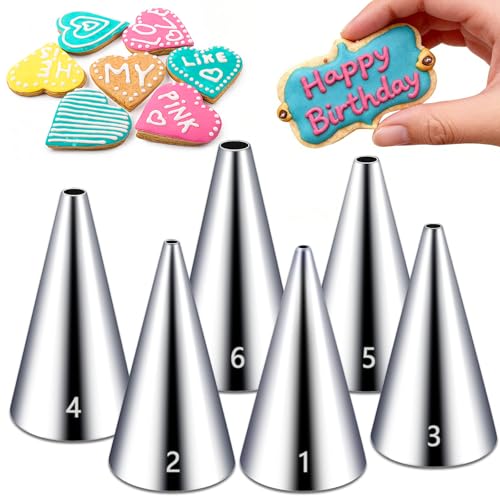Suuker Round Piping Tips Set, 6-Piece Cake Decorating Tips