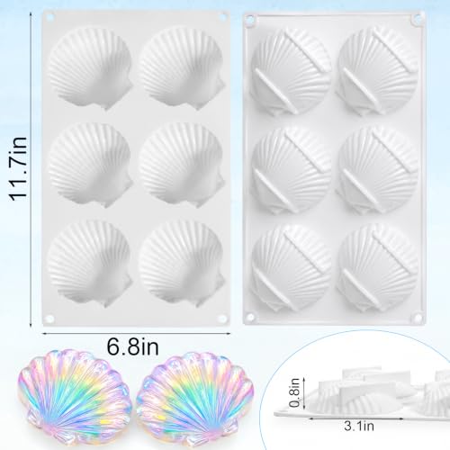 Juome Shell Shaped Silicone Molds - Large Seashell Chocolate Baking Molds - color: 1Pc Large Seashell