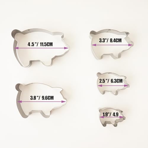 Pig Cookie Cutter Set 5 Sizes, Large to Tiny Mexican Gingerbread
