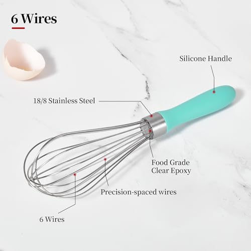 18/8 Stainless Steel Balloon Whisk for Cooking (Small, Aqua Sky) - color: Aqua Sky, size: Small, 9.06in