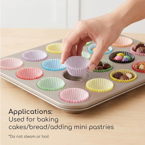 600 Pcs Mini Muffin Liners 1Inch Cupcake Liners for Baking (12 Colors)