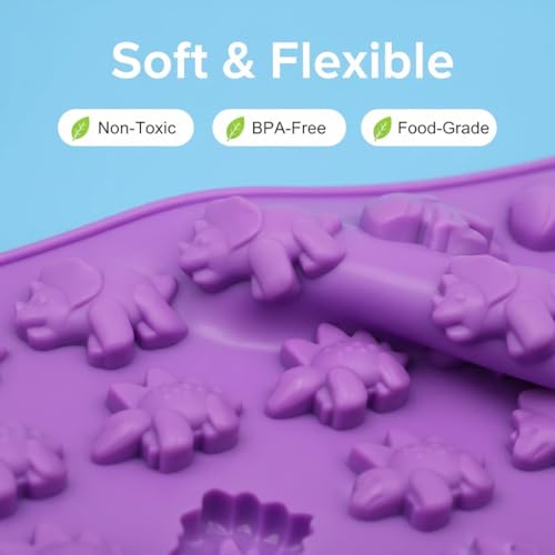 5Pcs Gummy Candy Molds - Silicone Gummy Mini Dinosaur Molds with 2Pcs Dropper,Non-stick and Bpa Free for Candy Chocolate Gummies Baking - color: 5pcs Mini Dinosaur Molds