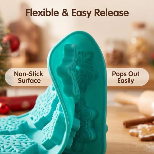 3Pcs Snowflake Silicone Mold - 9-Style Christmas Snowflake Chocolate and Candy Molds, Christmas Silicone Molds for Desserts, Soap, Candles, Jello, Ice, and Wax Melts - color: G