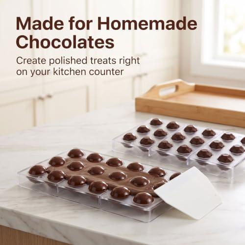 Pack of 2 Chocolate Candy Mold PC Polycarbonate Chocolate Making Mould with Scraper(Semicircle+Diamond) - color: Semicircle+Diamond