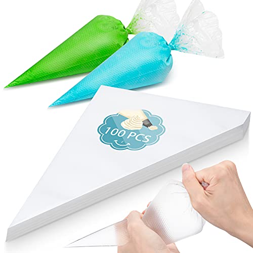 100pcs Thick Disposable Icing Piping Bags, Professional Pastry Bags 12inch, Heavy Duty Anti Burst Cake Tipless Piping Bags for Chocolate Royal Cupcake Cream Frosting Cookie Decorating Baking Supplies - size: 12 Inch