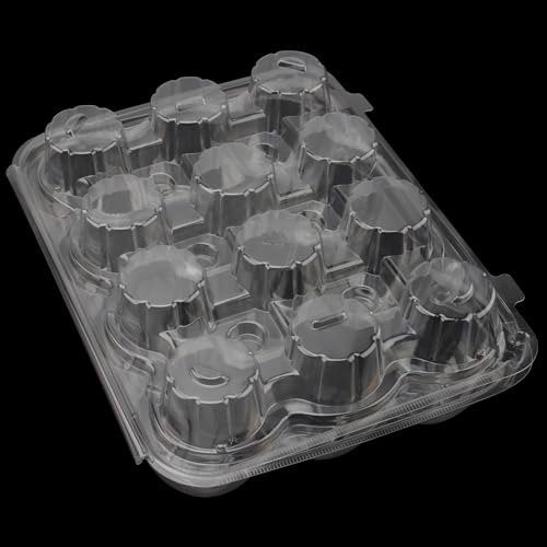 HOIGON 20 Pack Clear Cupcake Containers 12 Count, Plastic Dozen Cupcake Boxes with Dome Lid, Disposable Cupcake Carrier Holders for Display and Transport