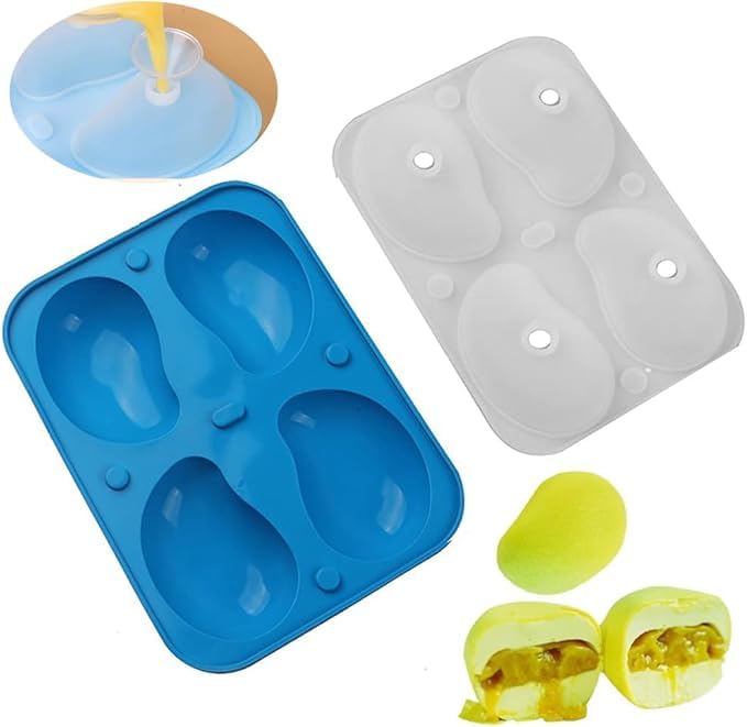 4 Holes 3D Mango Shape Cake Mold Fruit Pudding Ice Tray Mold Jelly Pastry Ice Cream Mould Mousse Cake Baking Molds