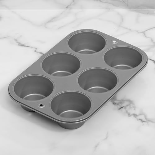 OvenStuff Set of Two Nonstick 6-cup Jumbo Muffin Pan, Gray, HG236-AZ